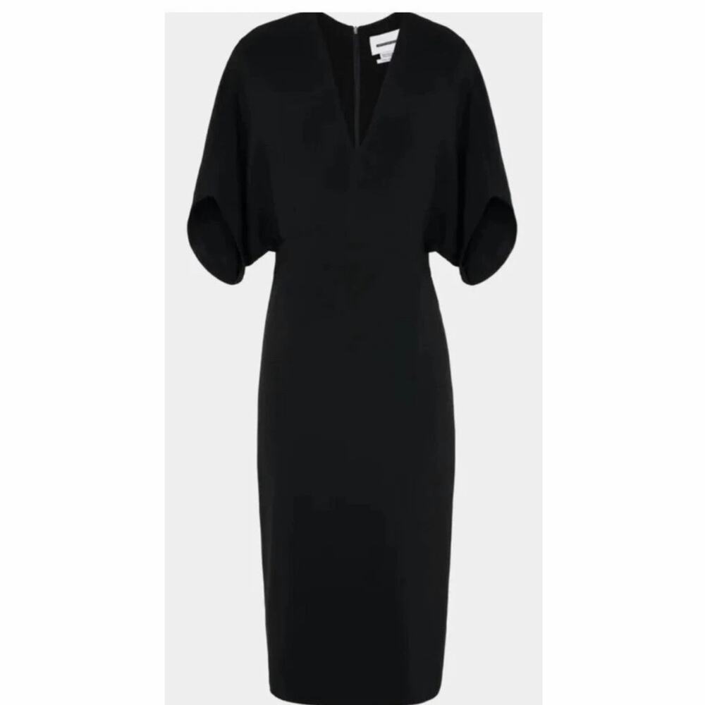 Zara x Narciso Rodriguez Black Open Sleeve Midi Dress NWT Italian Fabric Size L